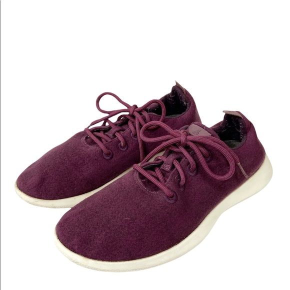 Allbirds Men’s Wool Runners Size M10 D520 Burgundy/White Renewable Materials - Picture 2 of 13
